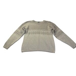Cherokee Fair Isle Knit Crewneck Sweater Mens XL Tan Beige Vintage Pullover